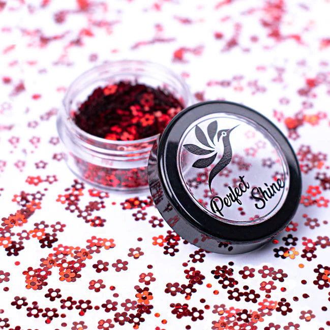 Glitter Flower Beauty Red Intense